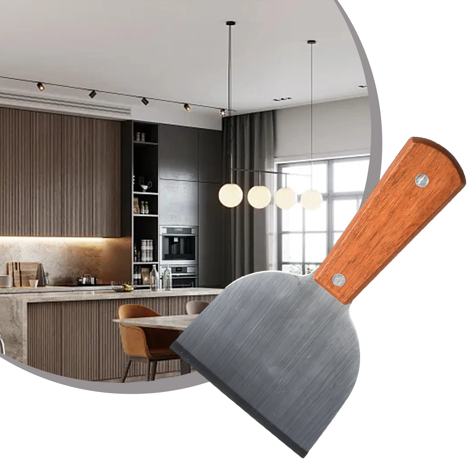 Barbecue Tools 1pcs Stainless steel wooden handle large semi circular material shovel Steak Spatula barbecue baking pizza Grill Flipper tools