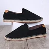 Retro Espadrilles Shoes Women Patchwork Slip on Men Loafers Breathable Flat Casual Canvas Shoes Jute Wrapped Shoes Driving 1