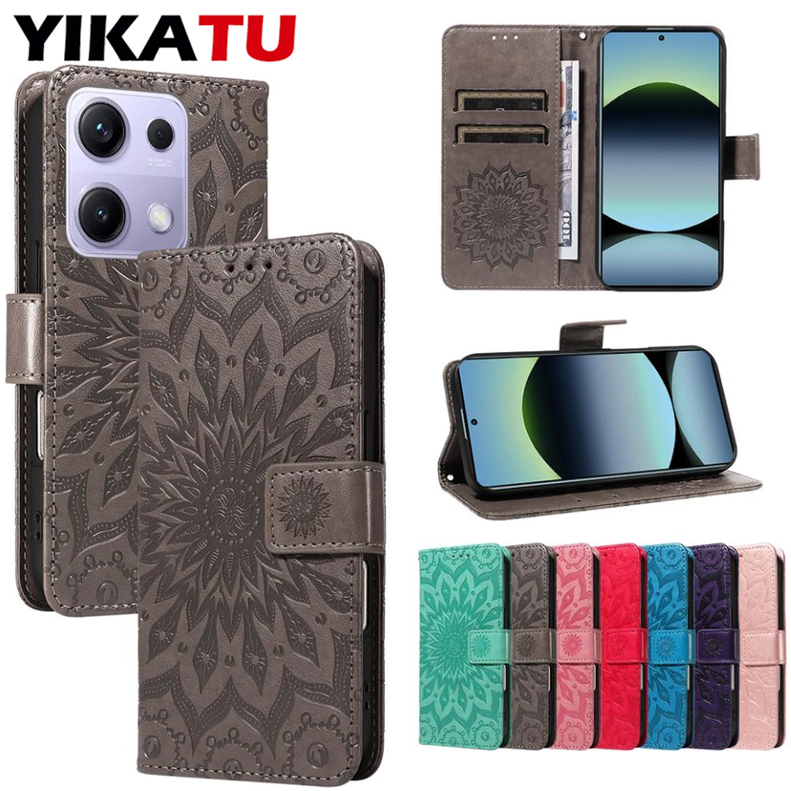 Magnetic Flip Wallet Leather Case with Card Slots