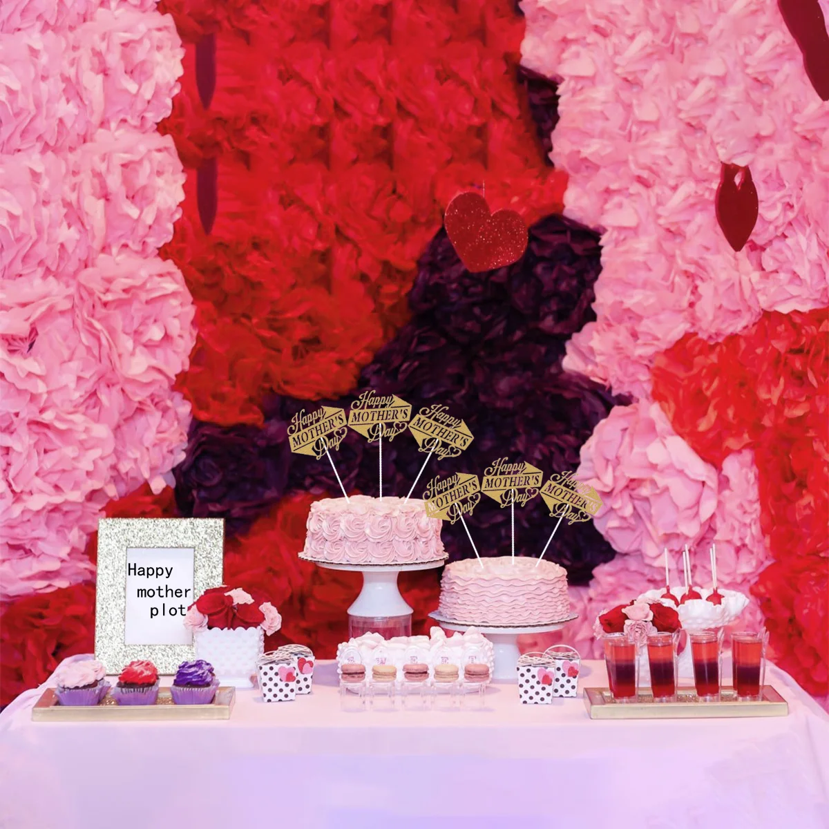 

Happy Birthday Happy Mothers Day Cake Toppers Golden Cupcake Sticks Decorations Picks for Gifts