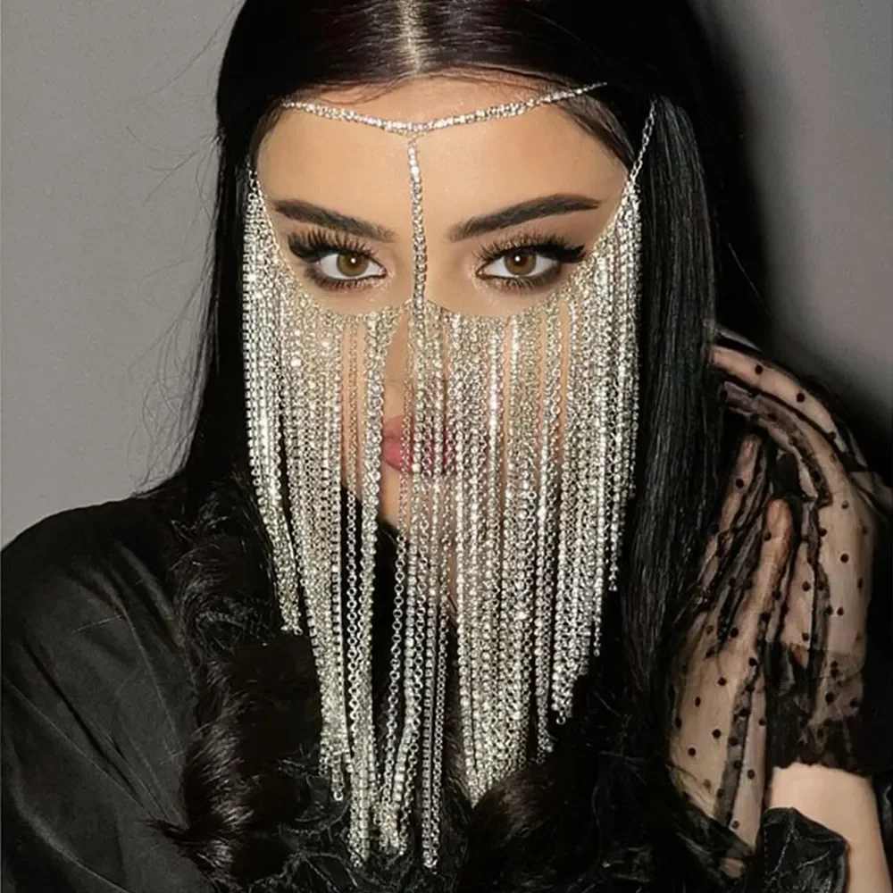Elegant Tassel Jewelry for Women Hair Rhinetsone Wedding Fashion Masquerade Masks Party Decorations Face Accessori jewelry accessories,hair accessory