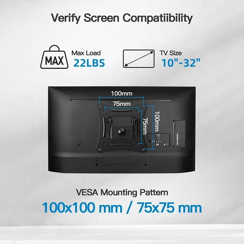 풀 모션 TV 모니터 벽걸이 브래킷, 각도 조절 암, 회전, 틸트, 연장 기능, 대부분의 10-32인치 평면/곡면 TV용