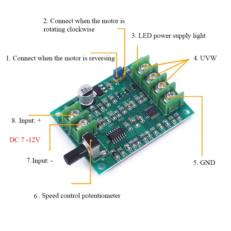브러시리스 모터 드라이버 보드 DC 7V-12V DIY 프로젝트 및 전자 제품용 전자 부품