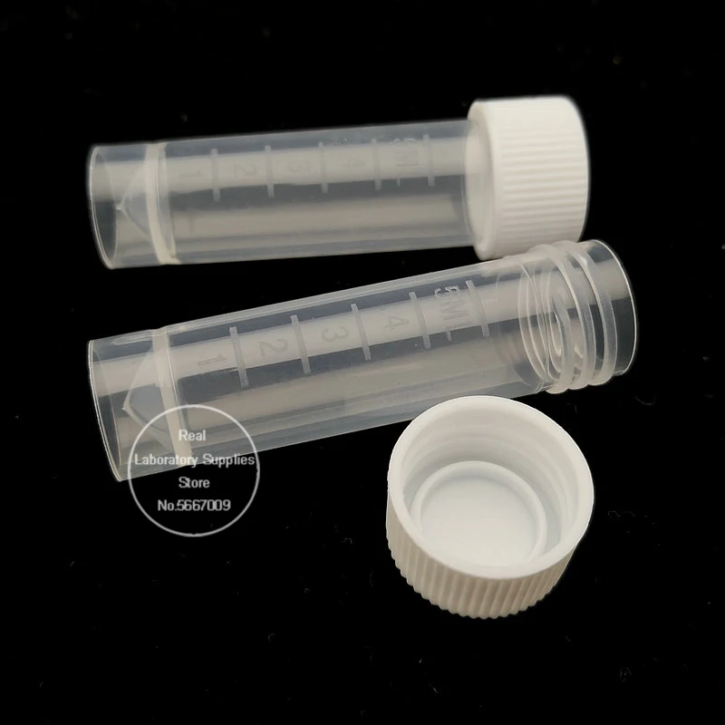 Plastic Test Tubes Centrifuge Tube 200pcs/pack 5ml PP Cryo Vial Freezing Tube Cold Storage bottle Cryovial Plastic Test Tubes School Supplies