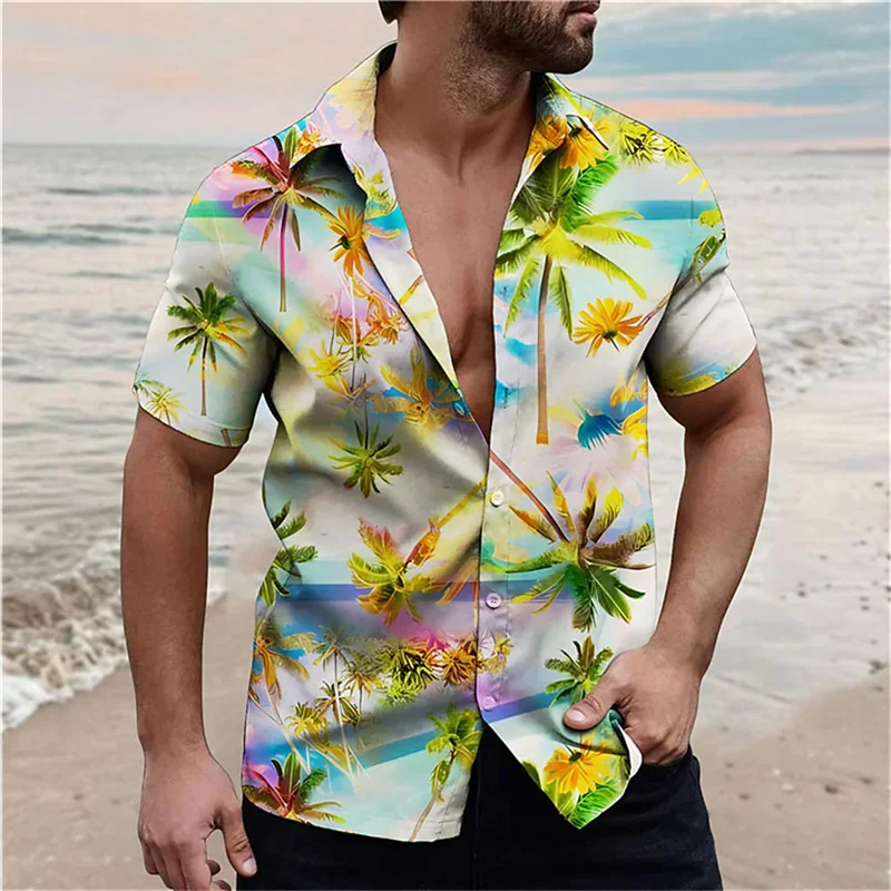 Tシャツ・カットソー Men Oversize Fit Summer Hawaiian Shirt HM1425 Oversized T Shirts for Men Men's Summer Trendy Hawaiian