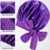 Women Satin Widened Sleep Hat Night Sleep Cap with Long Streamer Hair Care Bonnet Nightcap Elastic Cap De Nuit Shower Turban 3