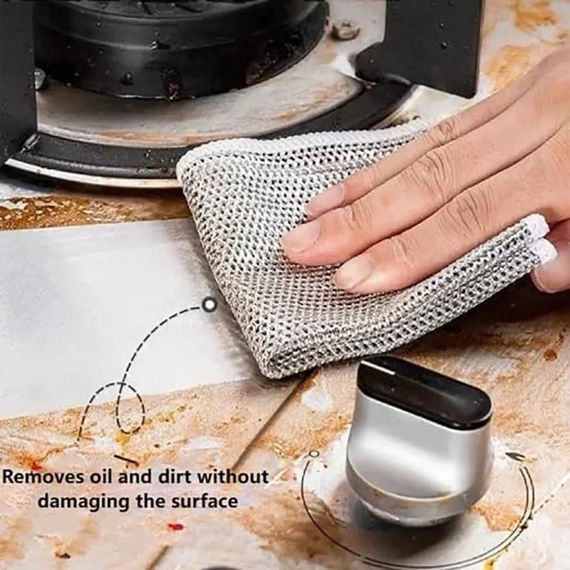 Magic Wire Cleaning Cloth Washable Multipurpose Anti Scratch Cloth Metal Wires Rags Kitchen Cleaning 10-2pc cleaning cloth