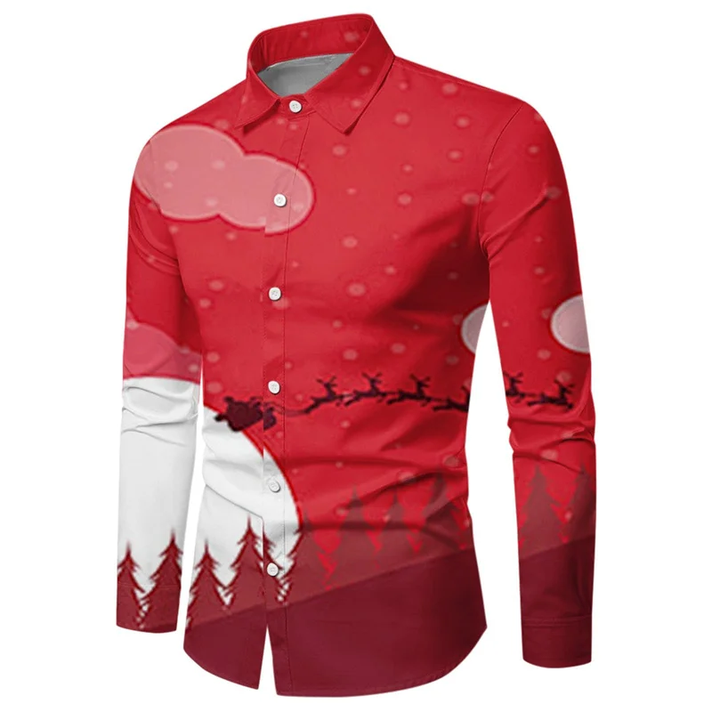 thumbnail image 1 of Camisa de hombre de moda de alta calidad con botones, camisa navideña, camisa de diseño informal, blusas navideñas de manga larga, blusas de solapa para hombre, 1 of 5