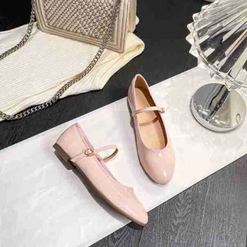 Shiny PU Leaather Flats Mary Janes Shoes Women Red Elegant Basic Pointed Toe Loafers Spring Autumn Daily Casual Black Shoes New 5