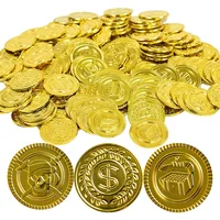 150PCS Plastic Pirate Coins Silver And Gold Bulk Treasure Hunt For Kids Gifts Halloween Cosplay Party Supplies Classroom Prizes 1
