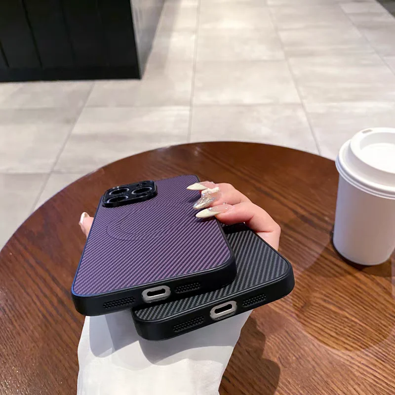 Luxury Frosted Carbon Fiber Magnetic Wireless Charging Phone Case