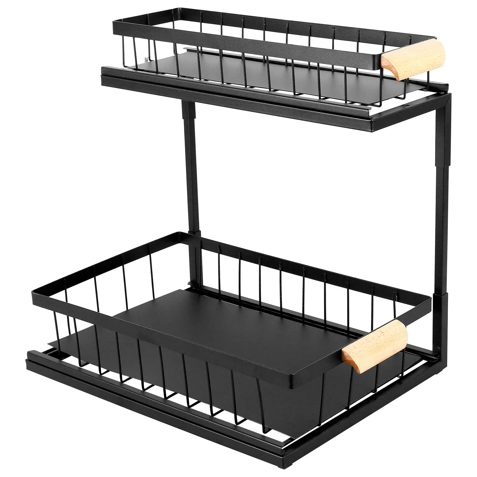 

Under Sink Organizer 2 Tier Metal Under Sink Organizer Pull-Out Under Sink Storage Rack Multifunctional Slide Out Drawer Under