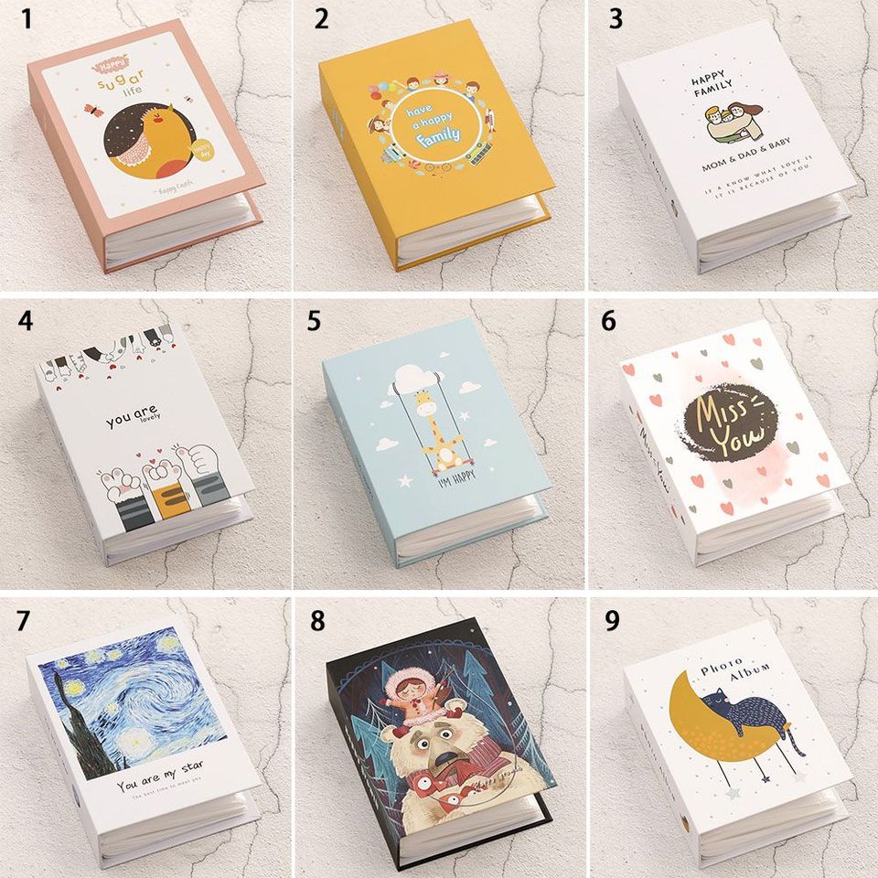 4R 100pcs Photo Album Memorial Book Cartoon Insert Recall Cute Good Time Child Gift Cute Cartoon Photo Albums Home Decor