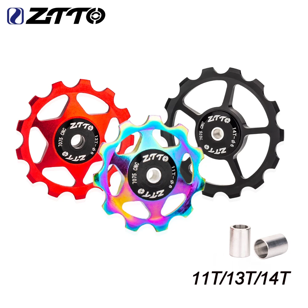 ZTTO Rear Derailleur Jockey Wheel 11T 13T 14T, MTB Road Bike Steel Bearing Pulley AL7075 CNC Guide Roller Idler 4mm 5mm 6mm