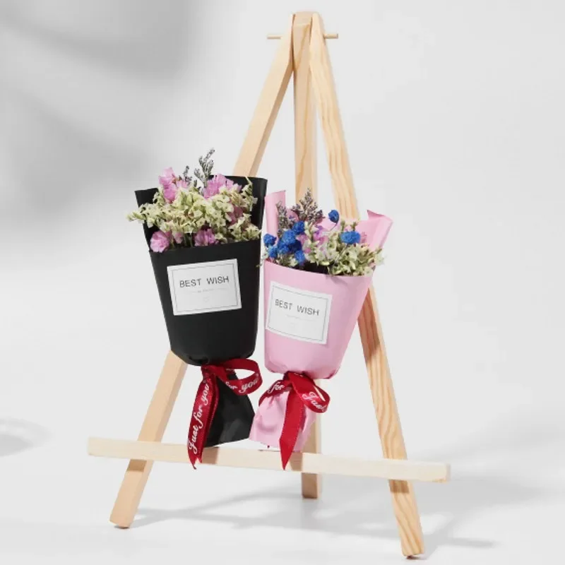 Mini Wooden Tripod Table Wood Easel Frame Triangle Phone Holder Office Meeting Number Name Card Stand Display Home Crafts Decor 4