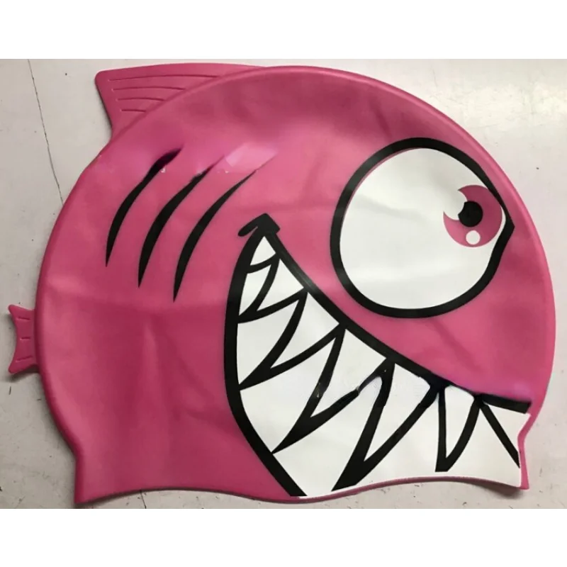

Silicone Children's Swimming Caps Cartoon Fish Swimming Hats High Elastic Comfortable Ear Protector Anti-slip Swimming Cap