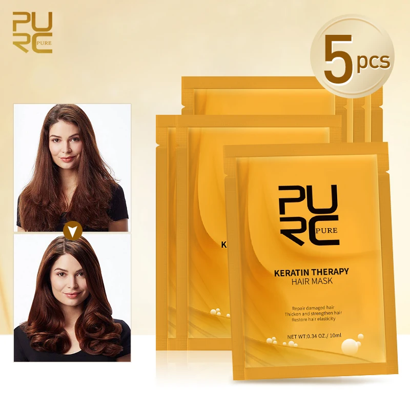 PURC 5PCS Keratin Therapy Hair Mask for Argan Oil Repairs Damage Restore Soft Care & Scalp Treatments Conditioner 10ml |