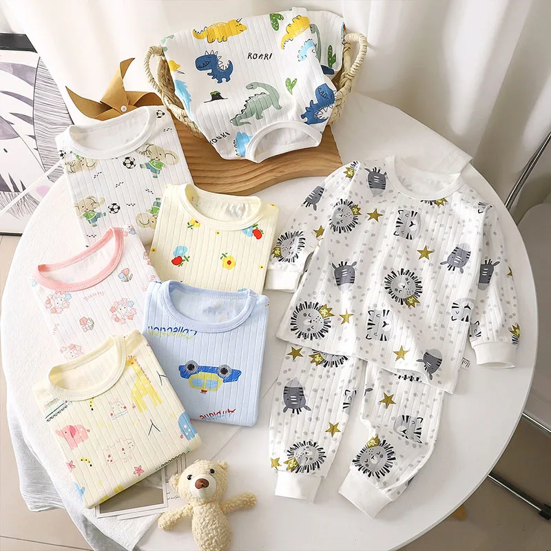 Cotton Kids Sleepwear Set Cartoon Patterns