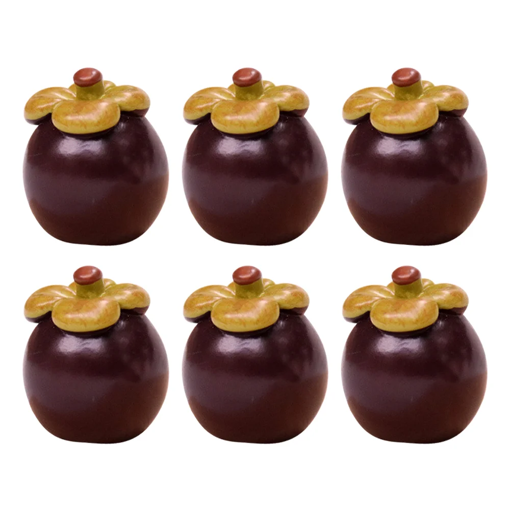 

6 Pcs Artificial Fruit Fake Fruits Mini Decor House Ornament Resin Material Landscape Miniature Mangosteen