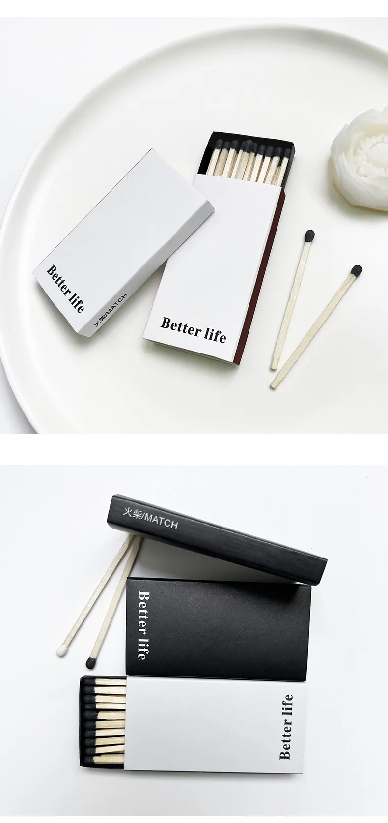 Description Picture 5 of item10pcs/pack Classic Black and White Box Matches for Smoking Cigarette Accessories Long Match Moxibustion Cigar 55mm 15 Sticks