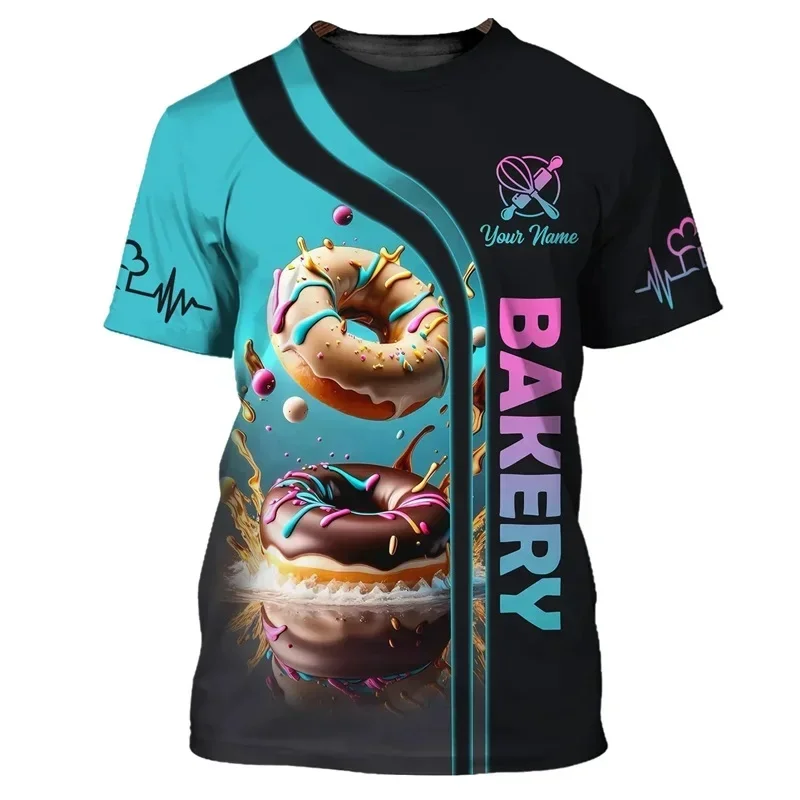 2025 sommer Neue Mode Bäcker T-shirt Bäckerei Backen Arbeit Benutzerdefinierte Name 3D Gedruckt männer t-shirt Unisex Casual tees Tops TT-01