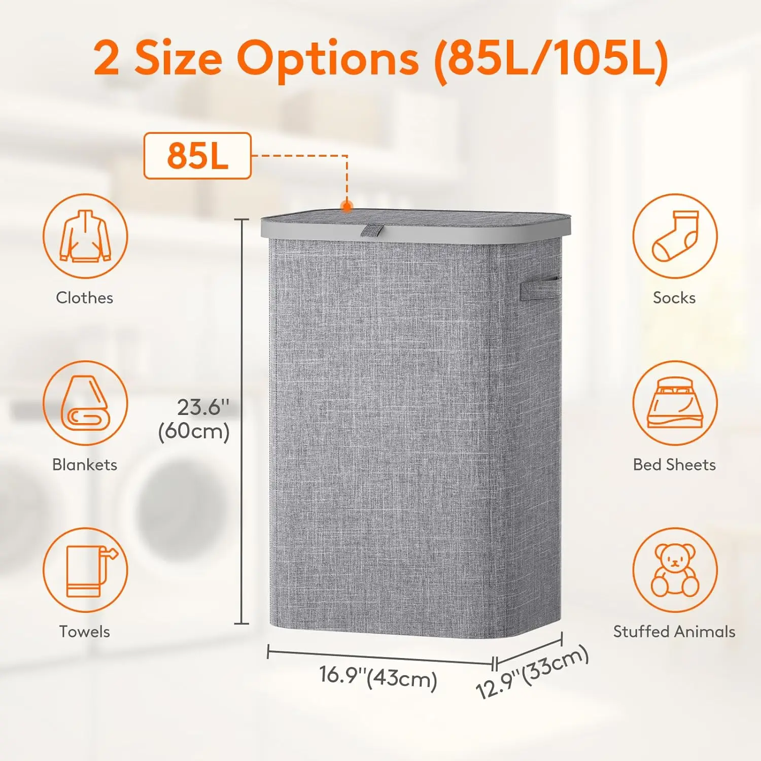 Large Capacity Laundry Hamper with Handles and Inner Bag