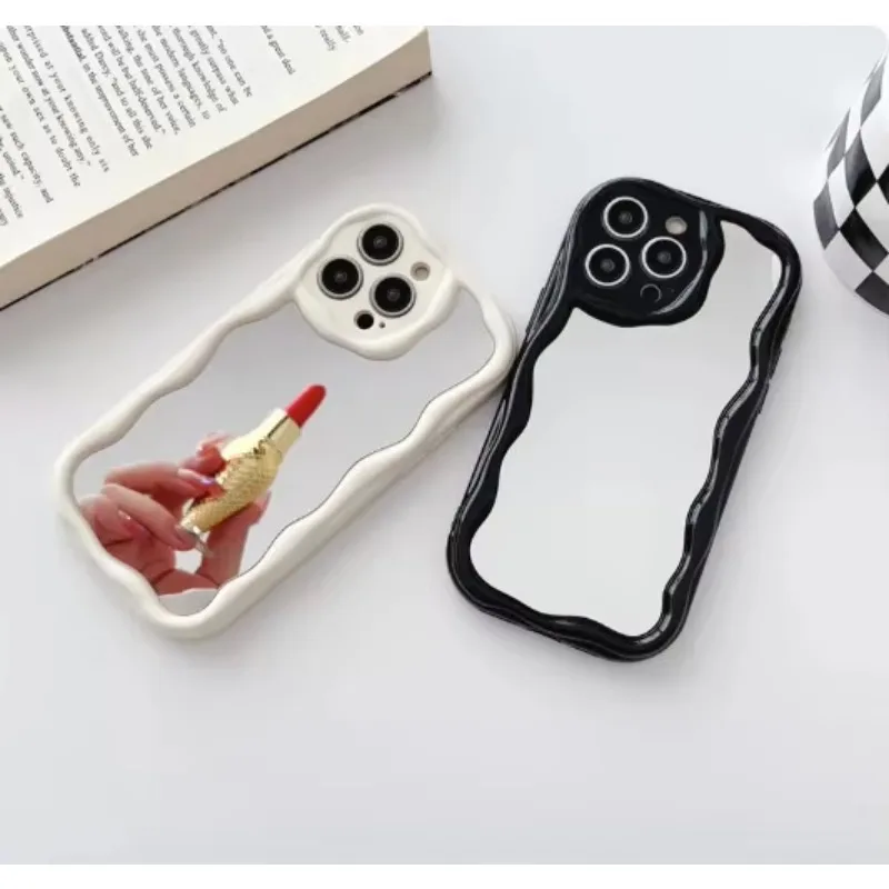Clear Mirror Makeup Silicone Phone Case with Fashion Wave Design