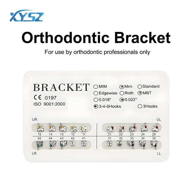 XYSZ 1pack Dental Orthodontic Mini Roth Bracket Standard MBT Metal Braces Dental Orthodontic Edgewise Brackets