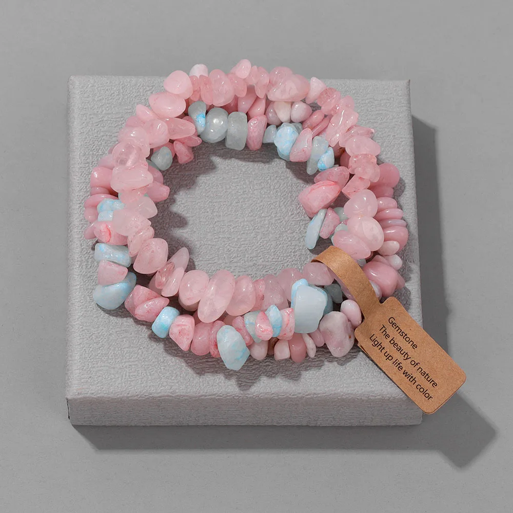 Bracciale Donna In Pietre Naturali Con Cuore Di Cristallo: Elastico 17cm
