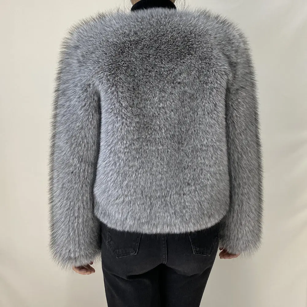 Street Fashion Luxury Faux Fur Coat Women Winter 2023 Hot Cool Girls Fluffy Short Fur Fox Jacket 2