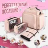 Large Travel Cosmetic Organizer Bag with 4 Removable Boxes Jewelry Roll Polyester Storage Pouch for Makeup Accessories 2