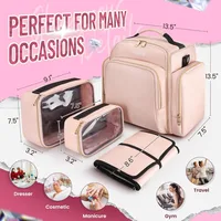 Large Travel Cosmetic Organizer Bag with 4 Removable Boxes Jewelry Roll Polyester Storage Pouch for Makeup Accessories 2