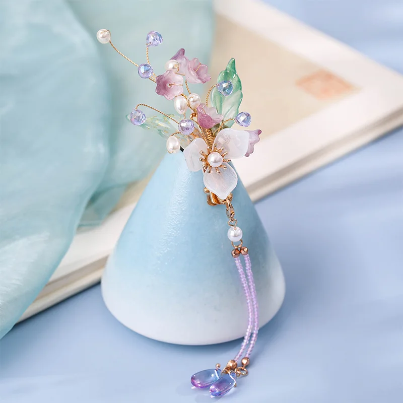 

Classic Purple Lily of the Valley Hairpin Headdress Han Style Clothing Edge Clip Embellishment Hair