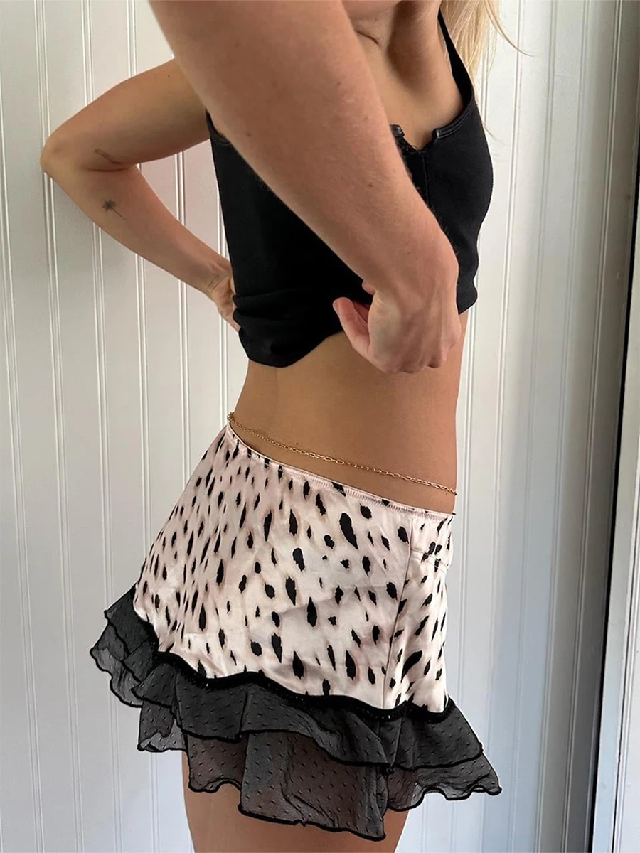 Women s Flared Mini Skirts with Ruffle Detailing and Bow Front Low Waist A-Line Skirts for a Stylish Summer Look