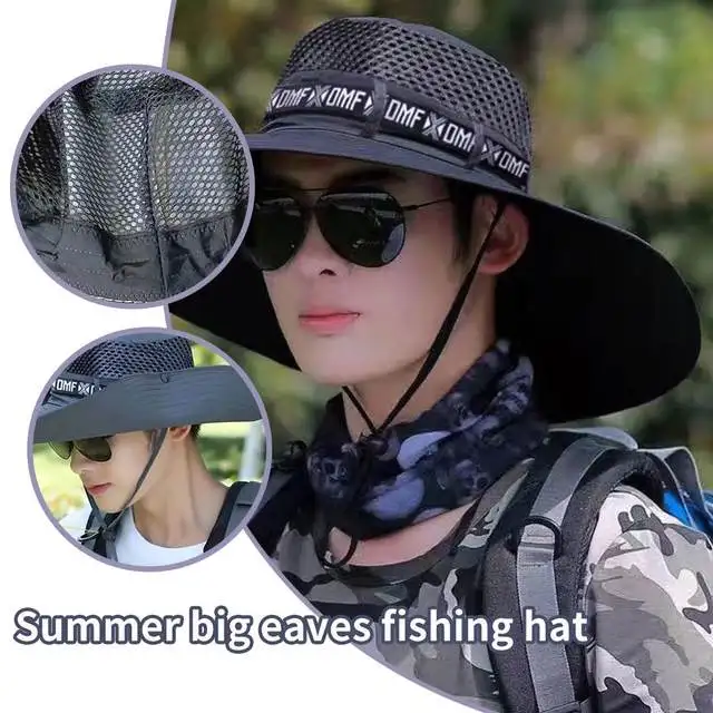 Description Picture 3 of itemSummer Large Sun Hat Men Women Breathable Fishing Caps Sun UV Protection Mesh Fisherman Hat Hiking Outdoor Beach Cap Wholesale
