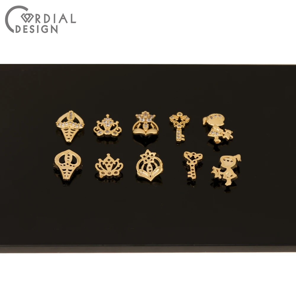 Cordial Design 50Pcs Cubic Zircon/Genuine Gold Plating/DIY Fingernail Accessories/Multi Shapes/Jewelry Findings & Components - cordial