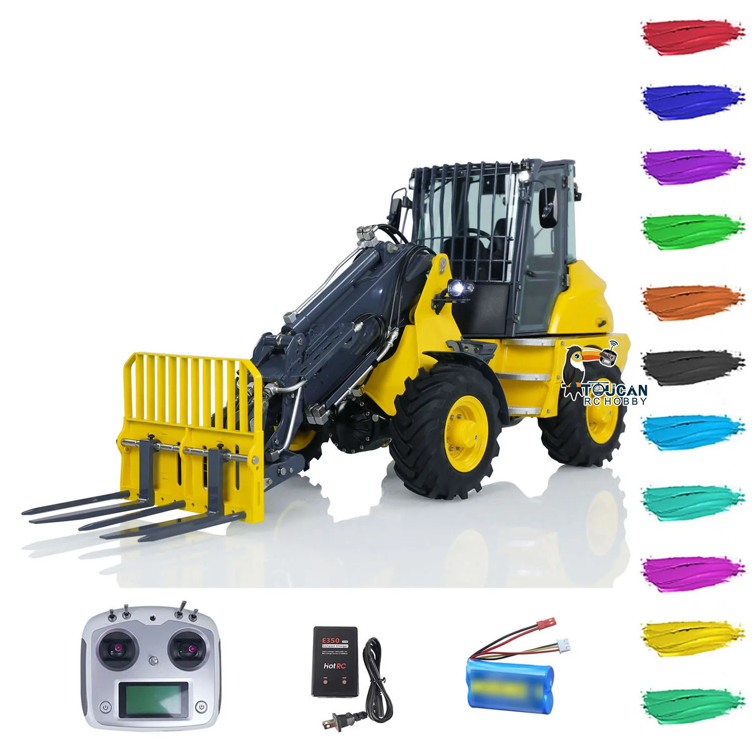 1/14 LESU RC Hydraulic Telescopic Arm Loader AT1050 Fork Lift Truck Car RTR Model Metal Construction Vehicles Light Sound Set 2