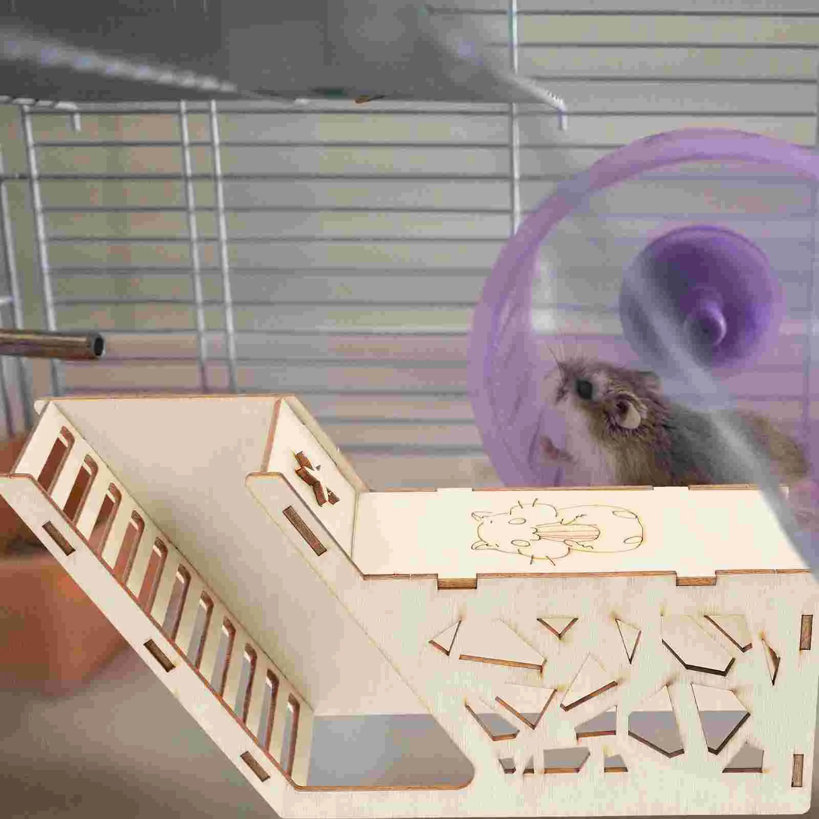 Guinea Pig Hideout House with Ramp Hedgehog Squirrel Habitat Small Animal Hut Hamster Hideout hamster houses - Image 2