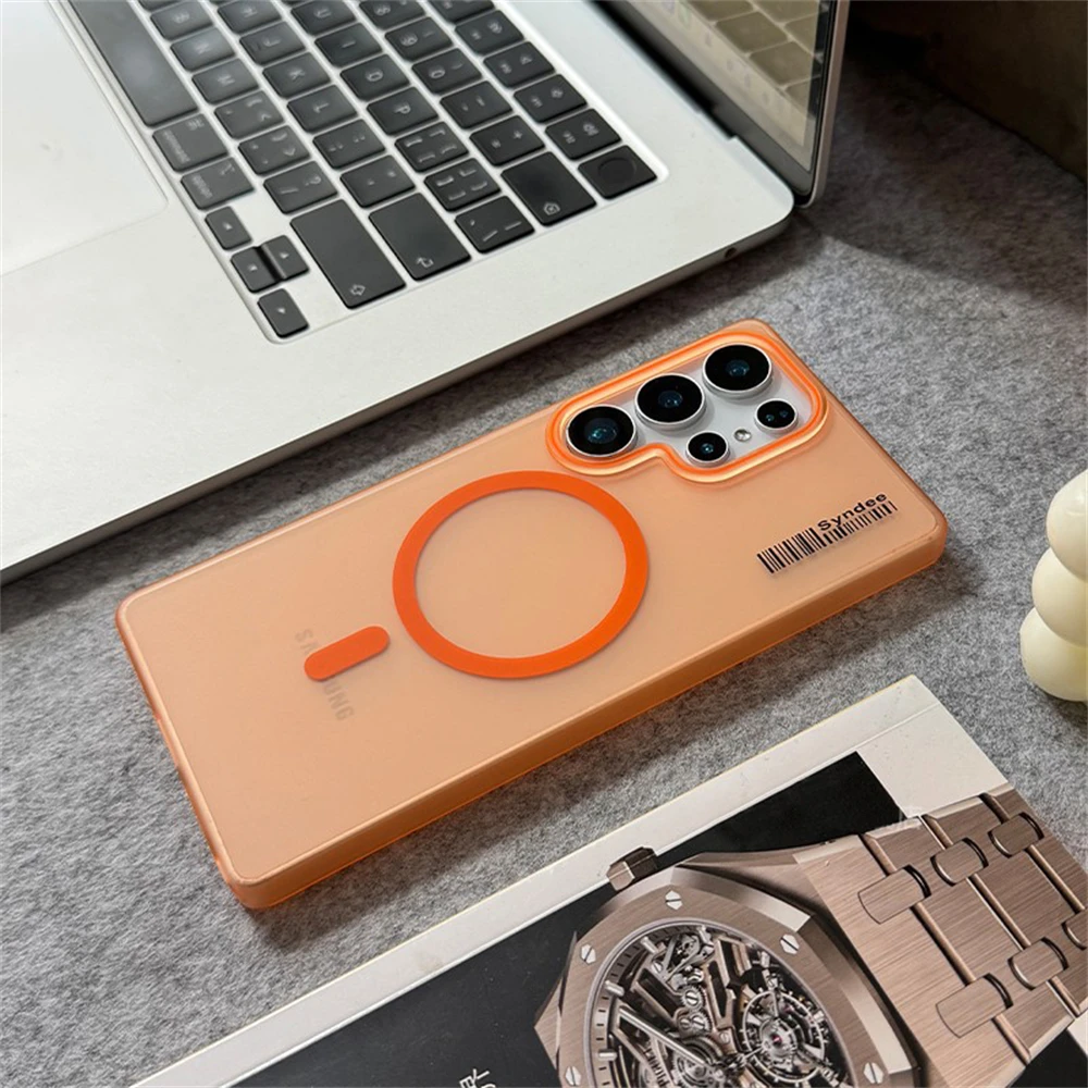 Luxury Matte Translucent Magnetic Wireless Charging Case with Barcode Hard Cover