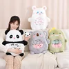 6Pcs Small Toys Inside Cute Panda Koala Rabbit Dinosaur Cartoon Animals Plush Pillow Soft Stuffed Sofa Cushion Homdecor Pillow 6