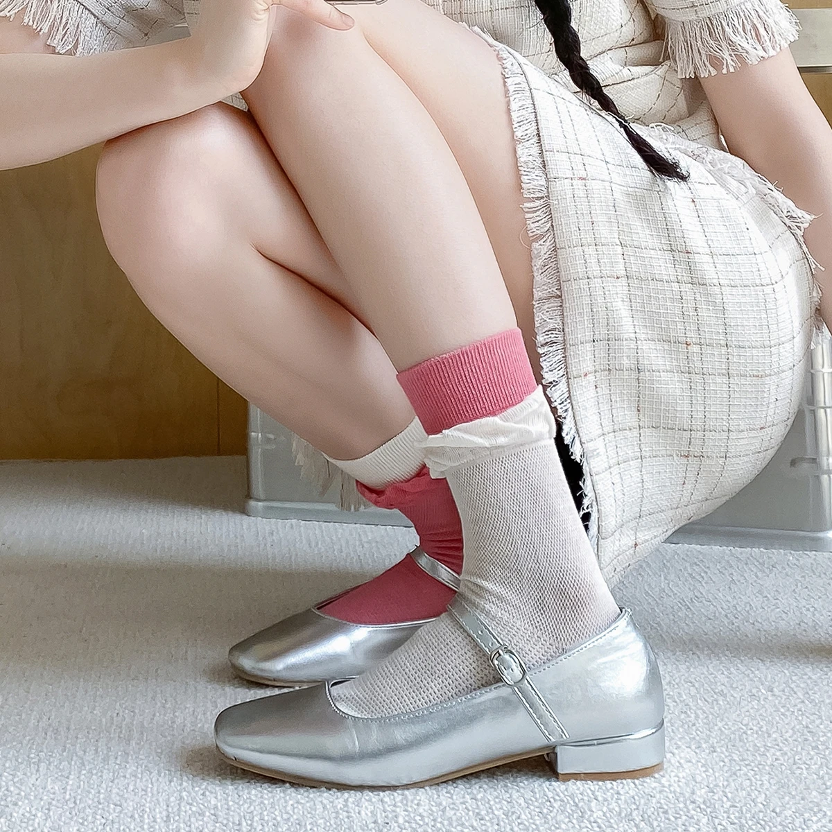 

Pink White Breathable Tube Cosy Vintage Tube Socks Rave Adult Women Long Short Gipsy Outfits Dance Sweet Girls Cool Stuff