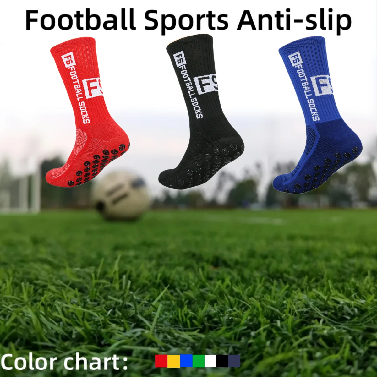 

Anti-slip Football Socks FS Non-slip Soccer Basketball Tennis Sport Grip Cycling Riding Medias Antideslizante Futbol