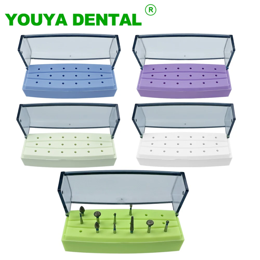 

18 Holes Dental Sterilizer Case Burs Drill Diamond Block Holder Disinfection Placement Box Organizer Dentistry Lab Instruments