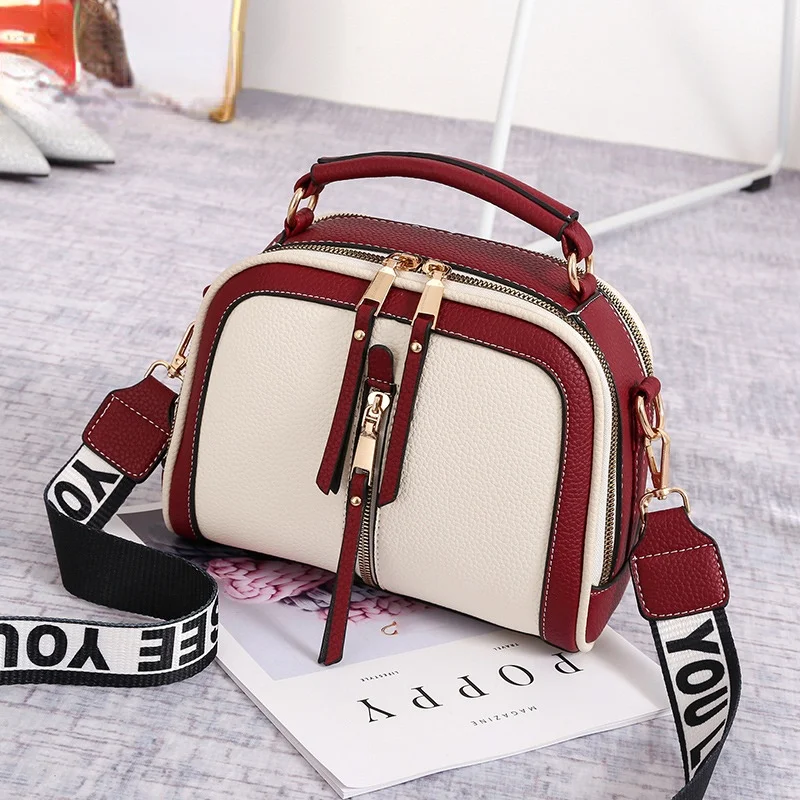 

Fashion Stitching Shoulder Bag Women PU Leather Handbag Luxury Crossbody Bag New Chains Square Bag Lady Purse Sac Main
