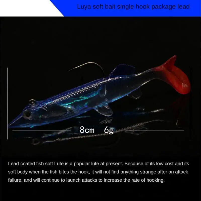 

Small Bait 8cm6g Realistic Design Colorful Soft Body Shape Lock Hook Luya Bait Fluorescent Decoy Transparent Blue Flexible Swing