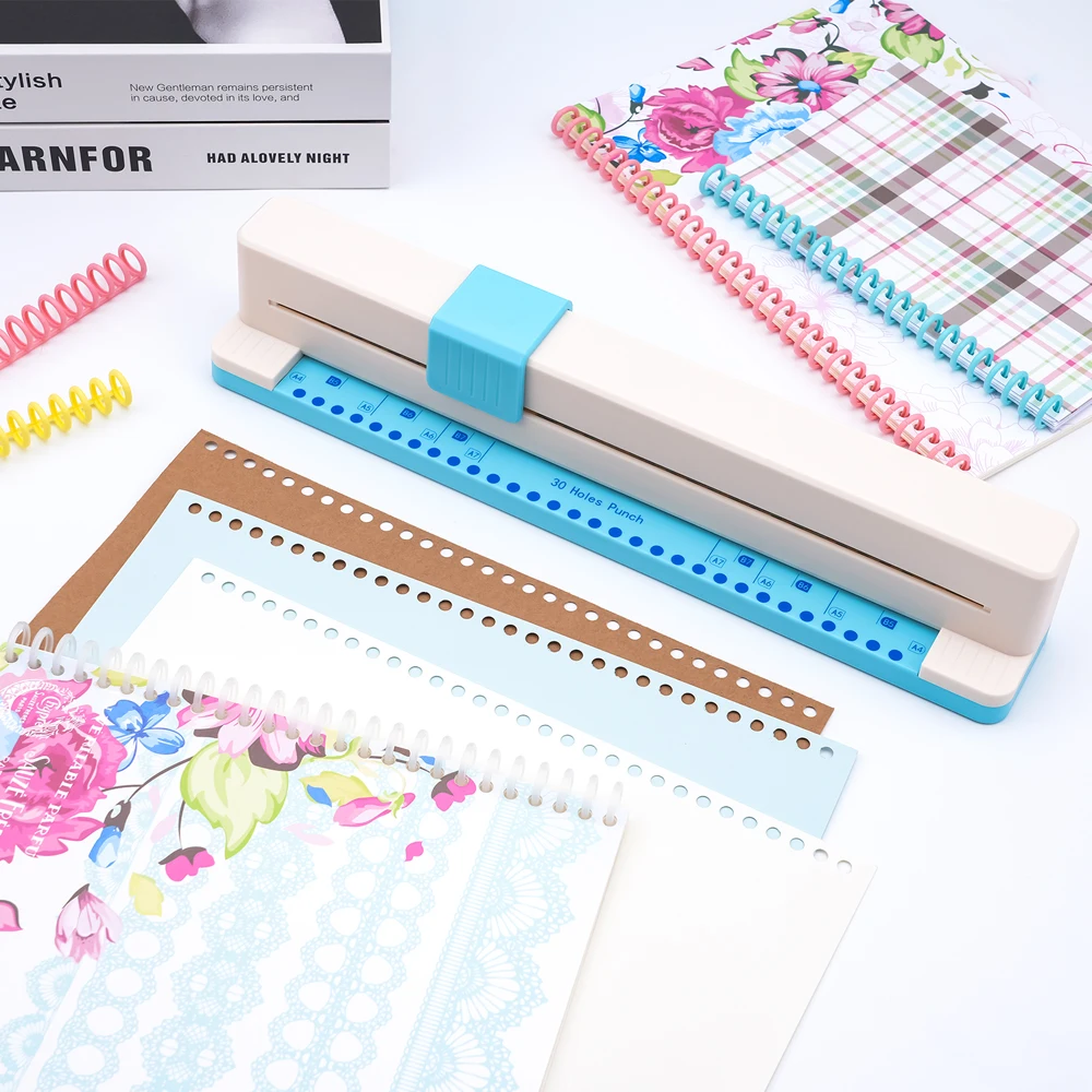 30홀 휴대용 수동 제본 펀치 (A4, B5, A5, B6, A6, B7, A7 루즈리프 노트, 사무용품)
