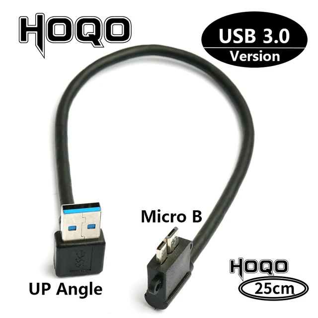 Câble adaptateur USB 3.0 mâle vers micro USB 3.0 mâle, coude à