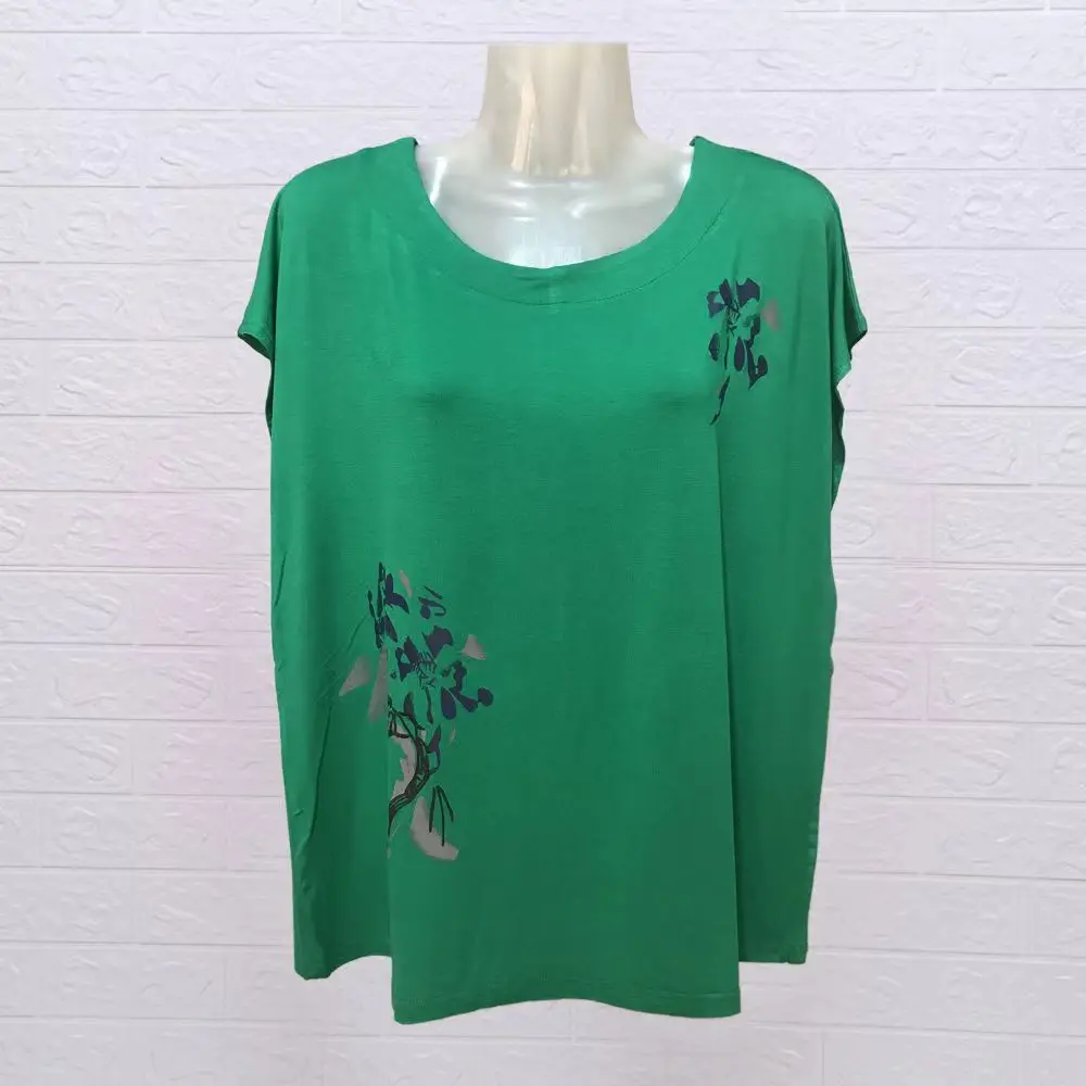

Fdfklak Modal Loose Half Sleeve Design Sense Top 2022 New Summer Round Neck T-Shirt Short-Sleeved Female Printing Clothes 5XL