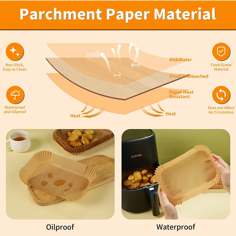 Air Fryer Disposable Paper Liner 31cm Nonstick Airfryer Parchment Special Baking Paper for 2-10QT Cooking Basket