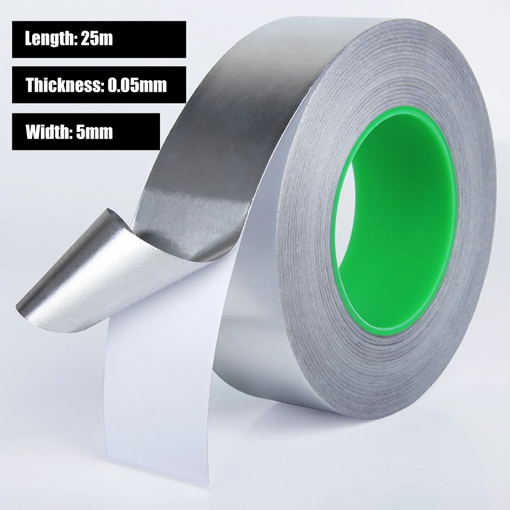 25m Tear-resistant Aluminum Foil Tape Mirror Surface Double Conductive Adhesive